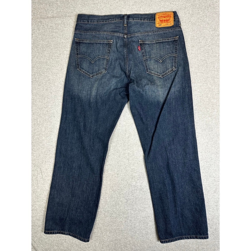 Levis 569 Jean Mens 34x30 Loose Straight Dark Wash Blue Denim Baggy Y2K